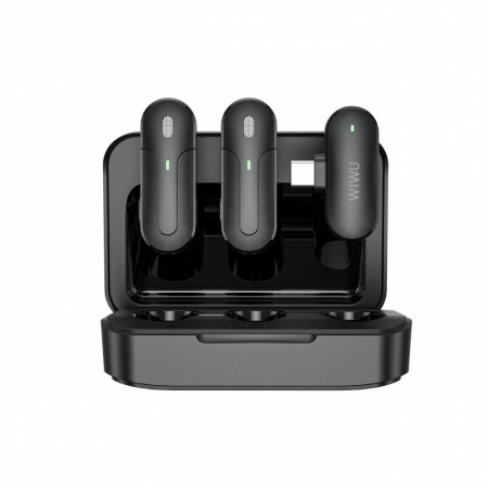 Бездротовий мікрофон Wiwu Wi-WM002 для телефону USB C з цифровим шумозаглушенням, 360° HD звуком, діапазоном до 30 м і вбудованим зарядним кейсом