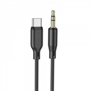 Кабель Aux to USB C Borofone BL18, 1 м, чорний, підтримка audio-output, висока якість передачі звуку Кабель Aux to USB C Borofone BL18, 1 м, чорний, підтримка audio-output, висока якість передачі звуку