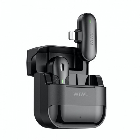 Бездротовий мікрофон Wiwu Wi-WM001 для телефону Lightning з активним шумозаглушенням, зарядним кейсом і 30 м дистанцією підключення