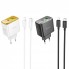 Зарядний пристрій для дому Hoco CS42A 30W з підтримкою PD і QC3.0, Type-C і USB-A, з кабелем C to Lightning 1м, чорне, вогнестійкий матеріал, вилка ЄС