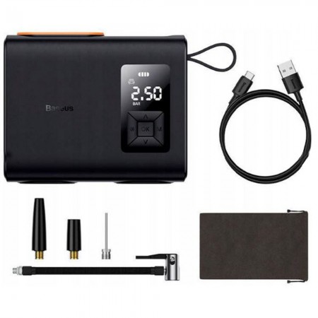 Автомобільний насос Baseus EnergyPump Mega BS-CG007, бездротовий, потужність 250W, ємність 6000mAh, накачування шин R195 за 3.5 хв, зарядка Type-C