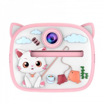 Дитячий фотоапарат Print Camera AM-300 Cat, моментальний друк, екран 2,4 дюйма, рожевий