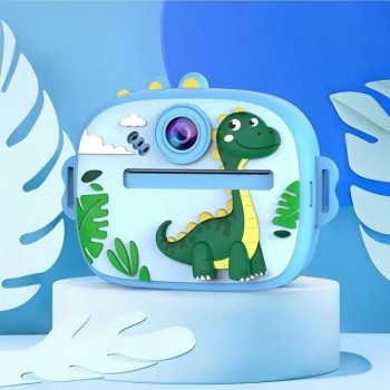 Дитячий фотоапарат AM-300 Print Camera Dino Blue, моментальний друк, екран 2,4 дюйма