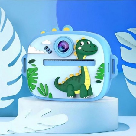 Дитячий фотоапарат AM-300 Print Camera Dino Blue, моментальний друк, екран 2,4 дюйма