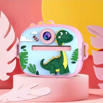Дитячий фотоапарат Print Camera AM-300 Dino Pink, миттєвий друк, екран 2,4 дюйма