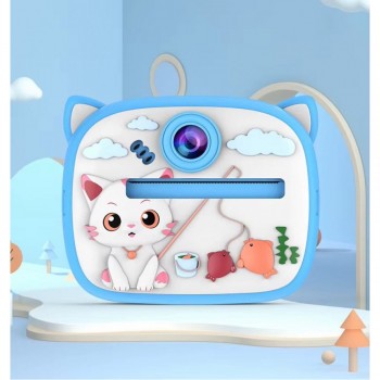 Дитяча камера з моментальним друком AM-300, екран 2,4 дюйма, синій корпус Cat