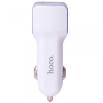 Автомобільний зарядний пристрій 2.4A з 2 USB портами та захистом від перевантаження Hoco Z23 White