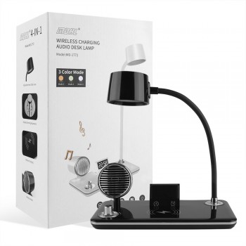 Настільна лампа з бездротовою зарядкою MD-1772, сенсорне управління, вбудований будильник