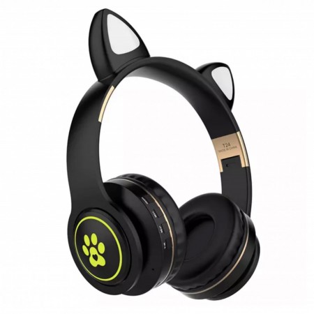 Bluetooth навушники TUCCI T24 LED, чорні, з мікрофоном, з автоматичним підключенням