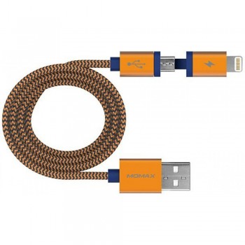 Кабель синхронізації Momax DL4 2 в 1, 2.4A, 1м, оранжевий