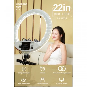 Кільцева LED лампа Veron FS-640 II 55см 100W 3200-5500K з дзеркалом для фото та відео зйомки Кільцева LED лампа Veron FS-640 II 55см 100W 3200-5500K з дзеркалом для фото та відео зйомки