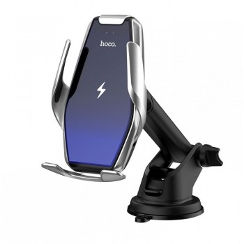 Автотримач з бездротовою зарядкою Hoco S14 15W для вентиляційних решіток, сріблястий