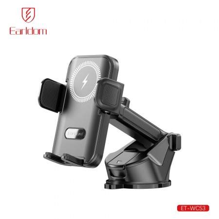Автомобільний тримач розсувний з бездротовою зарядкою 15W Earldom ET-WC53, PC+ABS, 89 г