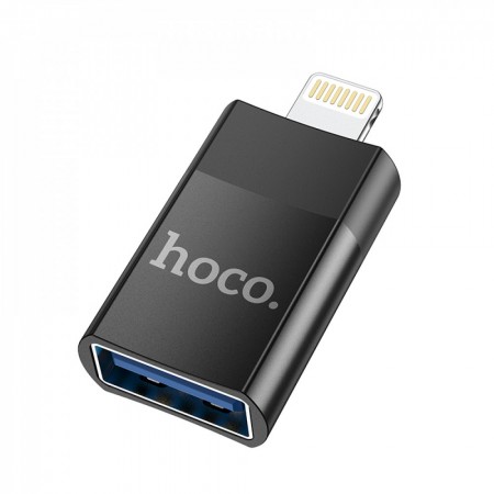 Адаптер перехідник Lightning-USB Hoco UA17, чорний, підтримка OTG, для iPhone/iPad/iPod (підключення USB флешок до iPhone)