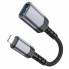 Адаптер перехідник Lightning to USB 2.0 Hoco UA24, металевий сірий, алюмініевий сплав, довжина 165 мм, підтримка передачі даних і зарядки