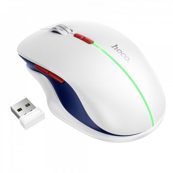 Беспроводная мышь Hoco GM40 белая, 2.4G+Bluetooth, 7 кнопок, 400 мАч