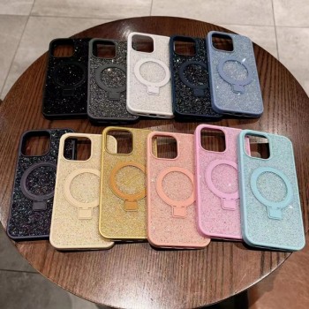 Захисний чохол для iPhone 16 Swarovski Stand Case з MagSafe, чорний