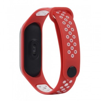 Спортивний ремінець Nike для Xiaomi Mi Band 3/4, червоно-білий, водовідштовхувальний, регульований розмір