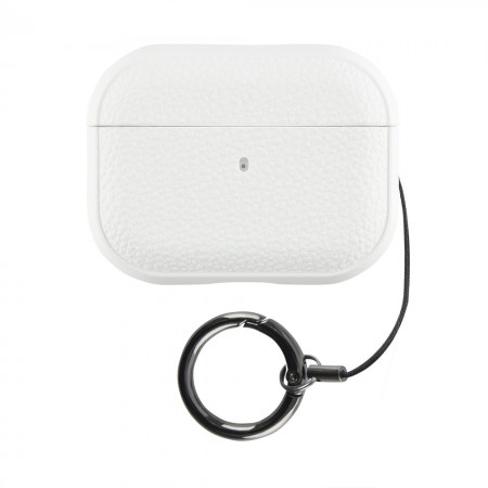 Чехол для AirPods Pro 2 кожаный с кольцом белый защита и стиль