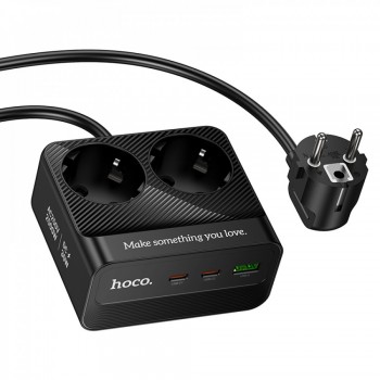 Подовжувач Hoco AC27, 2 розетки, 2 USB-C, чорний