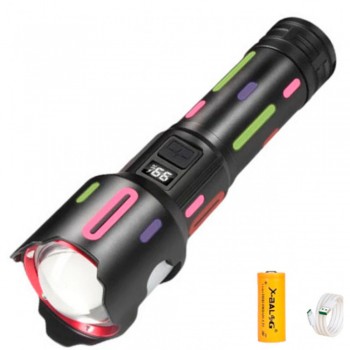 Ручний ліхтар L-2405-TG з індикатором заряду, Zoom, USB-C, АКБ 26650, Power Bank