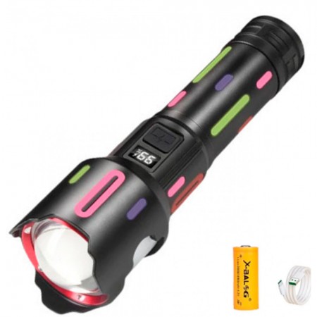 Ручний ліхтар L-2405-TG з індикатором заряду, Zoom, USB-C, АКБ 26650, Power Bank