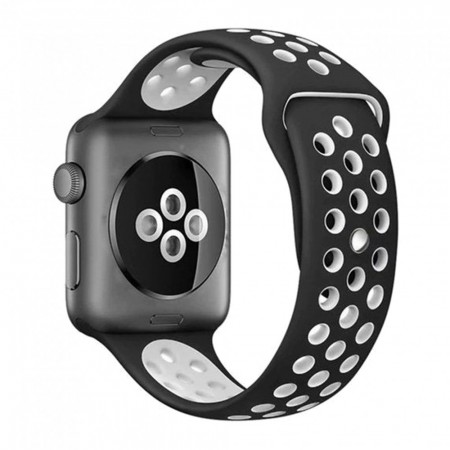 Спортивный ремешок для Apple Watch Nike, совместимый с 42/44/45/49 мм, черный и белый