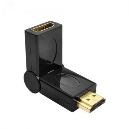 Адаптер-переходник HDMI 180° no brand поворотный, M-F, золотые контакты