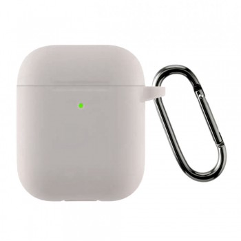Чохол для AirPods Pro 3 no brand мікрофібра лавандовий сірий з карабіном