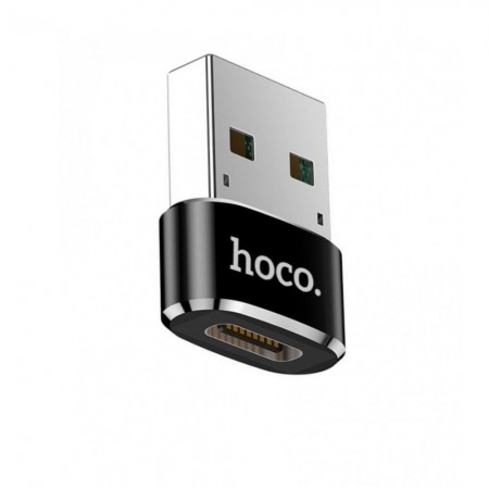 Адаптер переходник Hoco UA6 USB A на USB C, алюминиевый корпус, протокол USB 2.0, черный