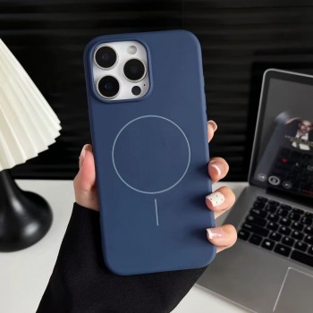 Захисний чохол для iPhone 15 Pro Max Veron Silicone Case Fine Ring з MagSafe, темно-синій