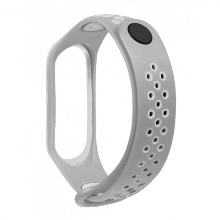 Спортивний ремінець для Xiaomi Mi Band 3/4 Nike, сірий та білий, водовідштовхувальний, регульований розмір
