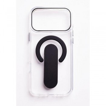 Чохол no brand Hang Case MagSafe для iPhone 17 прозорий з чорною підставкою