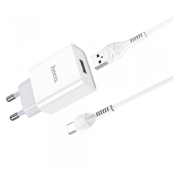 Зарядний пристрій Hoco C81A Asombroso для телефону та планшета з кабелем Type-C (1м) | 2.1A | 1 USB вихід | Білий