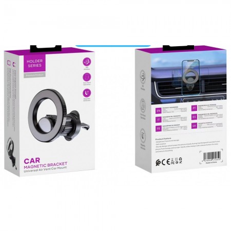 Автомобільний тримач магнітний Baseus CT070+CF025 для повітроводу, чорний, 360° обертання