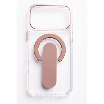 Чехол Hang Case MagSafe для iPhone 17 Pro прозрачный с держателем коричневый
