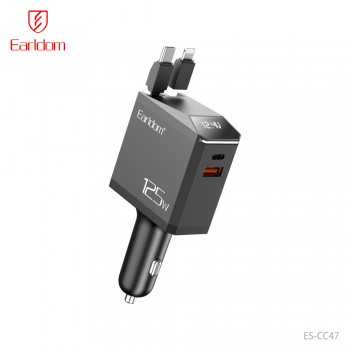 Автомобільний зарядний пристрій Earldom ES-CC47 125W 2 порти USB Type-C дисплей