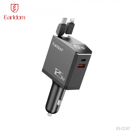Автомобильное зарядное устройство Earldom ES-CC47 125W 2 порта USB Type-C дисплей