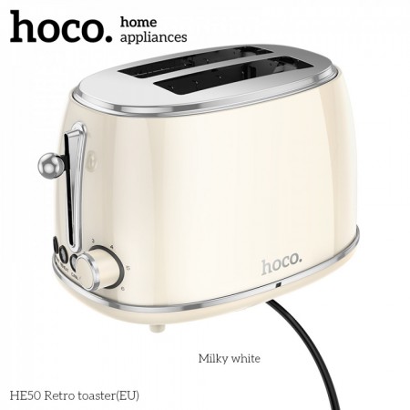 Тостер Hoco HE50, білий, 2 слоти, підігрів і розморожування