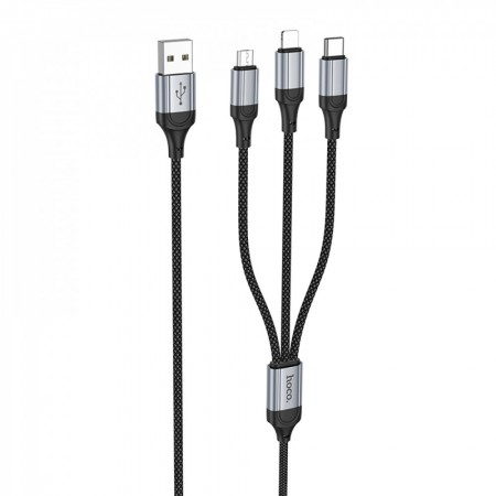 Кабель 3 в 1 Hoco X102 USB-Lightning/MicroUSB/Type-C 1м нейлоновая оплётка 2.4A