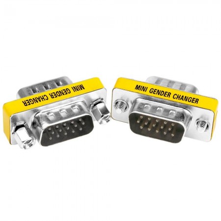 Адаптер VGA mini gender changer M-M металевий корпус 15 pin