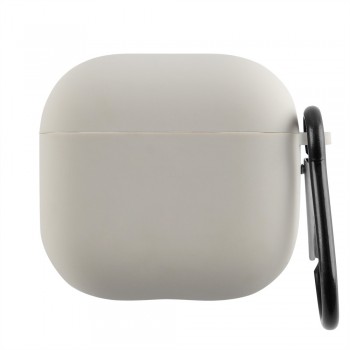 Чохол для AirPods 4 no brand мікрофібра карабін світло-сірий