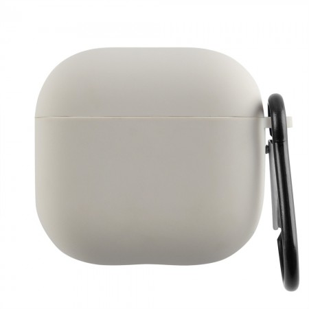 Чехол для AirPods 4 no brand микрофибра карабин светло-серый