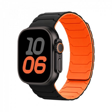 Ремешок Hoco WA39 для Apple Watch 42/44/45/49 мм силиконовый черно-оранжевый