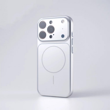 Чохол скляний no brand AG Glass Case MagSafe для iPhone 17 сріблястий