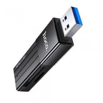Картридер Hoco HB20, USB 3.0, чорний, підтримка microSD та SD карт