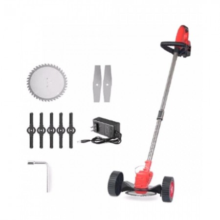 Акумуляторна газонокосарка GreenMaster GM-002, колісна, з диском і ножицями