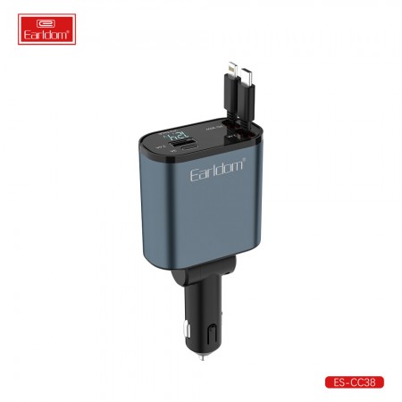 Автомобильное зарядное устройство Earldom ES-CC38 2.4A 1USB 1Type-C с дисплеем