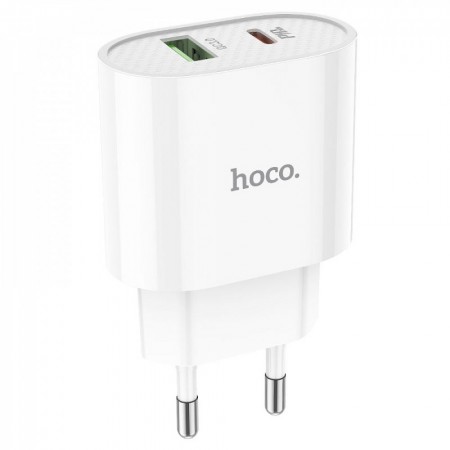 Сетеве зарядний пристрій 20W PD QC3.0 Hoco C95A — білий, компактний, з захистом від перегріву, для смартфонів та планшетів, EU вилка