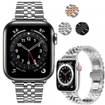 Ремінець для Apple Watch 42/44/45/49 мм Rolex 5 Bead, сріблястий